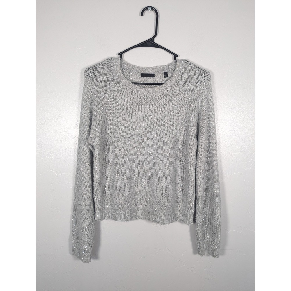 ATM Sweater S Gray Sequin Embellished Knitted Alpaca‎ Wool Blend  Minimalist